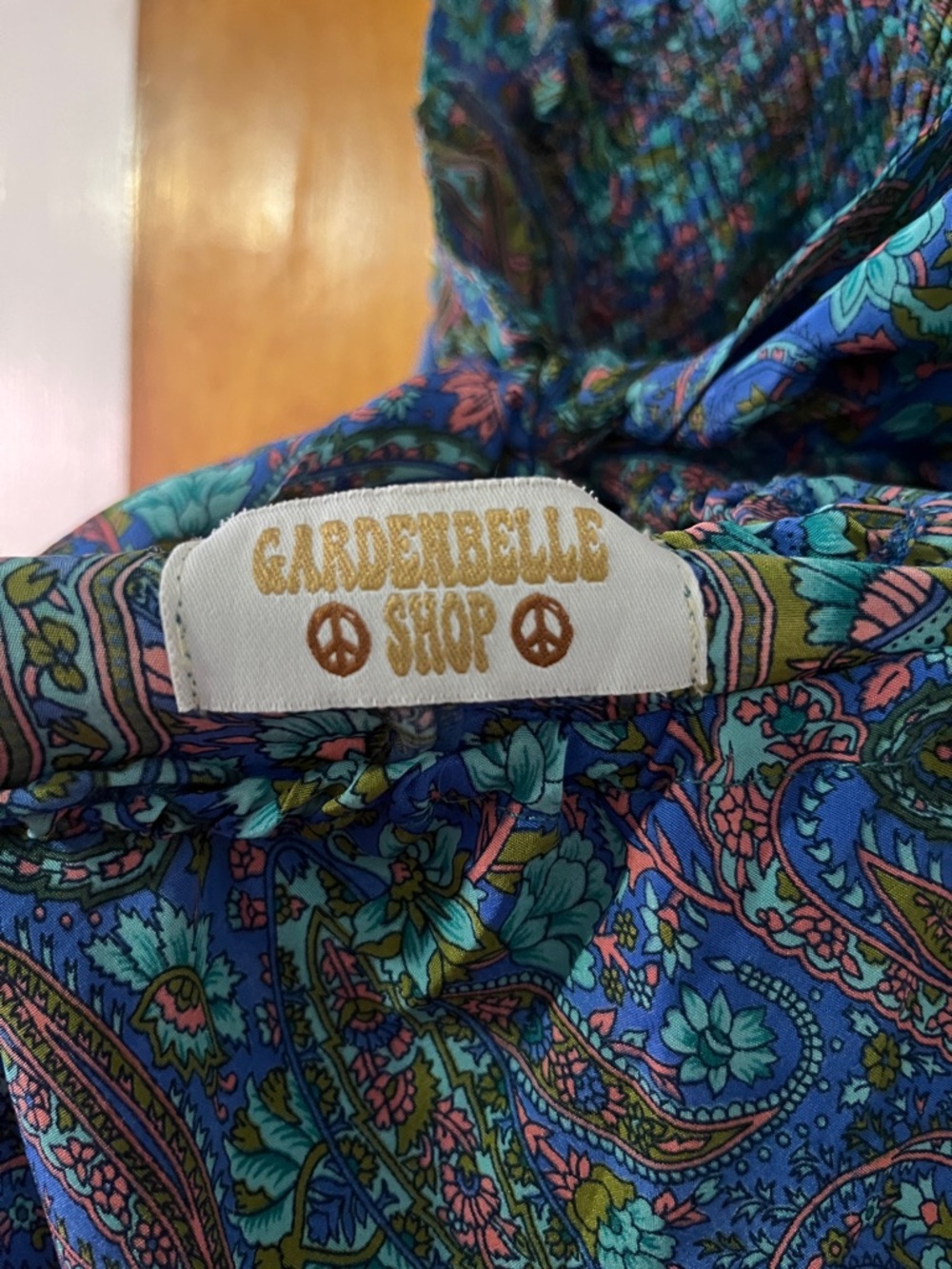 Sleeveless V-Neck Blue Paisley Maxi Dress - Picture 6 of 6